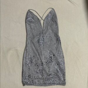 Silver Glitter Backless Dress